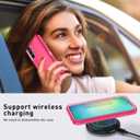 for Samsung Galaxy S25 Case, S25 Heavy Duty case, [Belt Clip Holster] [Glass Screen Protector] [Military Grade Protective ] [Shockproof] [Dropproof] [Dust-Proof] (with Belt Clip, Rose/Pink)