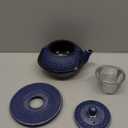 Juvale Cast Iron Teapot with Infuser - Blue, 27 oz (800 mL) - Stovetop Tea Kettle for Loose Leaf Tea - Includes Stainless Steel Infuser & Trivet