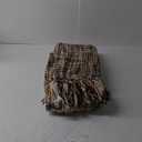 Soft Textured Rustic Blanket Throw with Tassel, Multi-Color Knitted Cozy Farmhouse Throw Blanket for Couch Sofa Chair Bed Office Home Dcor, Beige Brown Tan, 50" x 60"