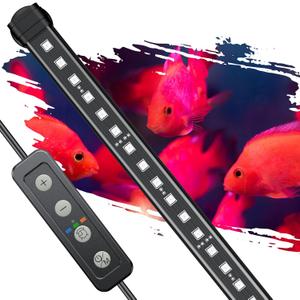 Pawfly 11 W Aquarium Color Enhancement Light for 13" to 22" Fish Tanks IPX8 Waterproof Aquarium LED Light Brilliant RGB Lights with 7 Single Color Effects Timer & Adjustable Brightness (12 Inch)