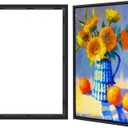 Americanflat 24x36 Canvas Floating Frame with Adhesive Strips Included - Vertical and Horizontal Floating Frame for Artwork - Canvas Frames for Wall Display - Black