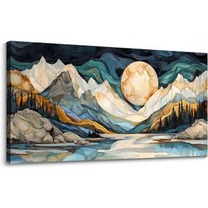 JEAWA Large Canvas Wall Art - Abstract Painting Decor, Textured Mountain Pictures as Gifts for Friends, Modern Art Prints for Bedroom Living Room Bathroom Home Decoration, 29x58 IN (58L" x 29W")