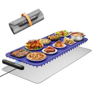 Vitaler Warming Mat for Food, (XXL 35”x16”) Electric Warming Trays, Upgrade Graphene Fast FullSurface Heating Mat for Food with 6 Level Temp, 6 Hours Timer, Food Warmer Pad with HeatInsulating Mat