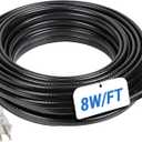 50FT Roof Snow De-Icing Kit, 8 Watts/ft Heat Tape for Roof and Gutters w/ 20 Clips, Self-Regulating Heat Cable with LED Plug, Roof Heat Tape for Ice Dam & Pipe Freeze Prevention, 120V