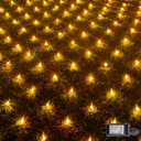 FUNPENY Christmas 360 LED Net Lights, 12 FT x 5FT Clear Wire Christams Outdoor String Lights 8 Modes Waterproof Connectable Xmas Decorations for Indoor Bushes Garden Party Holiday Decor (Warm White)