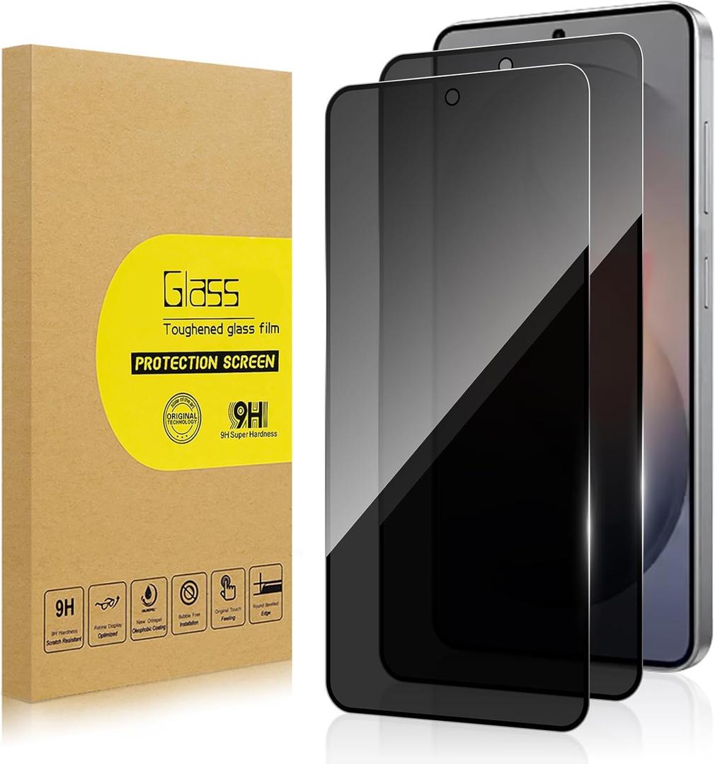 2 Pack Privacy Screen Protector for Samsung Galaxy S26 Plus/ S26+ [Anti-Spy Tempered Glass][Fingerprint Unlock Support], Anti-Scratch, Bubble-Free,Protective 9H Glass for Galaxy S26 Plus