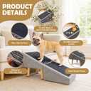 16" H Dog Stairs & Ramp for Small Dogs, 2-in-1 Foldable Wooden Dog Ramp for Low Bed and Couch, Non-Slip Split Ottoman Pet Ramp, Safe for Puppies, Senior, Injured Dogs, Grey