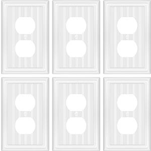 Metal Wall Plate for Electrical Outlets, Decorative Off White Switch Plates Outlet Cover, Light Switch Cover Plate, 1-Gang Wall Plates (Duplex Outlet, 6 Pack)