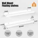 24inch Long Floating Shelves for Wall Decor, 5-Set Shelves with Lip, White