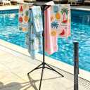 Pool Towel Rack Outdoor, 4 Arms Adjustable 51-71 Inch Freestanding Foldable Drying Rack for Pool, Camping, Backyard, Rust-Resistant Steel, Holds Towels & Swim Gear