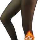 Fleece Lined Tights Sheer Women - Fake Translucent Warm Pantyhose Leggings Sheer Thick Tights for Winter, Black