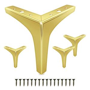 GOSCHE 6 Inch Furniture Legs Gold, Metal Sofa Legs Set of 4, Modern Style Replacement Couch Legs for Dresser Chair Bed Cabinet Table Ottoman Cupboard DIY Replacement Feet