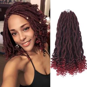 Burgundy Senegalese Twist Crochet Hair for Black Women 12 Inch 8 Packs Pre Looped Kinky Twists Crochet Braids with Curly Ends Short 2 Strand Rope Twists (12 Inch,Tbug)