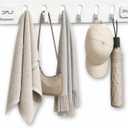 White Long Strip with 6 Hooks Suction Cup Hooks No Drill Damage Free Removable Shower Wall Hooks for Bathrooms Towel Loofah Bath Brush Clothes and Over Door Storage