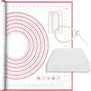 Silicone Baking Mat Super Large, 32x24 inch Silicone Pastry Non Stick Kneading Mat with Cable Ties and Dough Scraper, Measurement Food Grade Silicone Mat for Rolling Dough