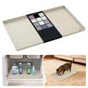 URMONA Waterproof Silicone Under Sink Mat 19'' x 12'' Shelf Liner for Kitchen and Bathroom, Cabinet and Counter Protector, Storage and Organizers, Litter Mat, Pet Cat Puppy Essentials(Cream)