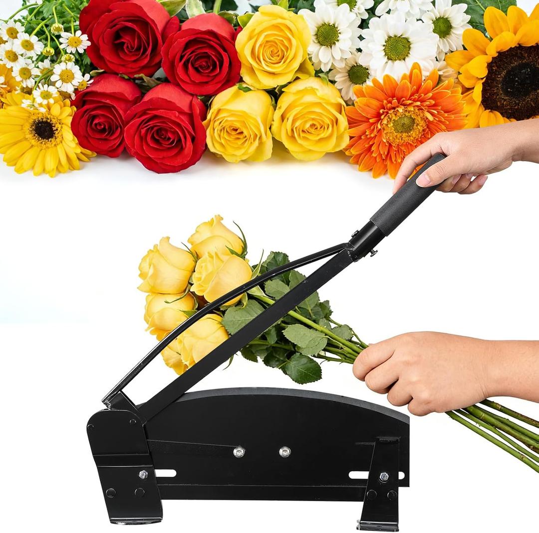 Flower Cutter,14 Steel Sharp Blade, Heavy Duty Fresh Flower Stem Cutter with Safety Lock,Table Mounted Cutting Machine Florist Supplies,Flower Arrangement Tool for Florists, Farmer,Gardeners