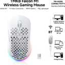 TMKB Wireless Gaming Mouse, 24000DPI Optical Sensor, 180Hrs Battery, Lightweight, 6 Programmable Buttons, RGB Strip, 2.4G/BT5.2/USB-C Wired for PC/Mac/Laptop - Matte White