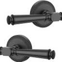 Amerdeco 2 Pack Matte Black Dummy Door Handles, Decorative Non-Turning Door Lever with Door Knobs for Closet, French Double Doors, Pantries & Interior Push/Pull Doors.AM0034
