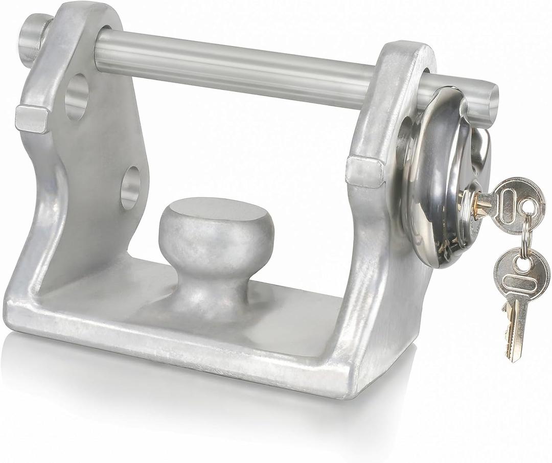 Trailer Hitch Lock, Trailer Locks Ball Hitch, Aluminium Trailer Ball Lock, Trailer Tongue Lock Fits Over 2" to 2-5/16" Ball Hitch Lock with Stainless Steel Padlock and Keys