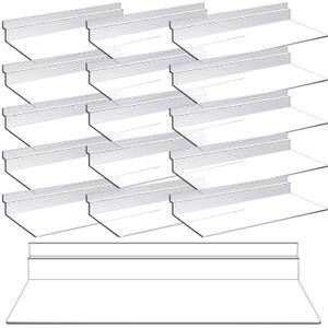 16 Pack 4 x 10 Inch Slatwall Shelves Hanging Accessories Clear Slatwall Shelf Plastic Shelves for Wall, Home Shoe Stores Boutiques Supplies (Clear)