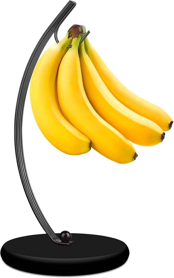 Banana Holder Stand - Hanging Hook Stands, Banana Hanger Hook Stand for Kitchen Counter (Modern, Full Black)