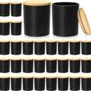 SUPMIND 30 Pack Glass Candle Jars-10oz Black Empty Candle Jars with Bamboo Lids and Sticky Labels, Bulk Candle Jars for Making Candles Containers - Dishwasher Safe