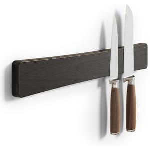 Magnetic Knife Holder for Wall, 16" Acacia Wood Knife Magnetic Strip No Drill Use as Tool Key Storage Knife Bar, Powerful Wall Mounted Knife Magnet for Refrigerator & Kitchen Utensil Organizer (Black)