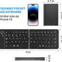 Mini Foldable Bluetooth Keyboard - Portable Wireless Full Size Keyboard (Sync Up to 3 Devices), Ultra-Slim Aluminum Travel Folding Keyboards for iPhone iPad Mac Android Windows iOS (Black)