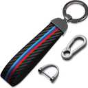 1Pack Car Keychain M 3 Color Stripe Leather with Zinc Alloy Keyring for BMW M M4 M3 M2 M5 M6 X3 X5 X7 X1 Universal Accessories Portable Fashion Sports Key Chain Lanyard for Men Women Gift