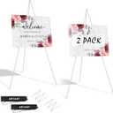 ARTASY 63" Easel Stand for Wedding Signs, Posters, Portable Artist Easel for Painting Canvas, Tripod for Home and Office, Supports 5 lbs-White 2/Pack