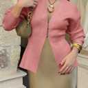 Saodimallsu Womens V Neck Sweater Blazer Peplum Long Sleeve Knit Open Front Split Cardigan Sweaters (Pink, L)