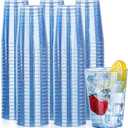 DaYammi 100 Pack Blue Plastic Cups 10 oz Disposable Cups Tumblers, Elegant Blue Glitter Party Drinking Cup Perfect for Wedding, Fancy Disposable Cup Plastic Cocktail Glasses Wine Glasses for Party
