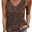 Sipaya Tank Tops for Women Spring Fashion Sleeveless V Neck Lace Tops Flower Flowy Summer Outfits Beach Vacation Clothes (Brown, XXXL)