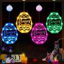  4 Pack Easter Egg Window Lights, Easter Eggs Decorations Lights with Suction Cup, Easter Lights Battery Operated Easter Window Decorations for Home Indoor Easter Party Decor
