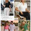 GRACE KARIN Women's 2026 Summer Casual Tops, Dressy Short Sleeve Lace Shirts, V Neck Button Down Work Blouses Outfits Shirt (M)