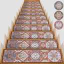 Non-Slip Carpet Stair Treads for Wooden Steps Indoor Set of 15 Pack 8" X 30" Peel and Stick Reusable Staircase Stair Runners Rugs, Soft Safety for Dogs, Kids & Elders, Stairway Grip, Red