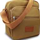Messenger Bag for Man, Commuting Canvas Crossbody Bag with 3-Layer Zipper, Satchel Bag for Business Bag (Khaki)