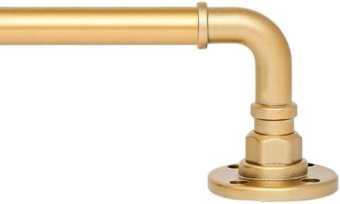 3/4 Inch Adjustable Industrial Curtain Rod Set, 30 to 84 Inches, Heavy Duty Drapery Rods for Indoor and Outdoor, Gold