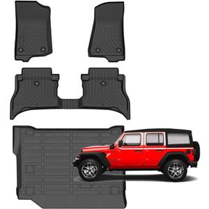 for Jeep Wrangler 4xe Rubicon/Sahara/Sport S/Willys Floor Mats 2021-2026(4 Door, Not for JL, JK),Car Mats for Jeep Wrangler 4xe 4 Door All Weather Anti-Slip Mats Cargo Liner Accessories