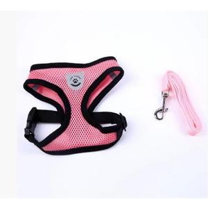 Pet Harness and Leash Set - Breathable Mesh Reflective Vest, Adjustable Lightweight Dog Harness for Small Dogs (5-15 lbs), Perfect for Safe WalkingPink, Small (S(Neck:9.44" chest:11.02"-14.96"))