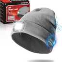 Gifts for Men, Rechargeable Bluetooth Music Unisex Beanie Hat with Light, Valentines Day Gifts for Him, Birthday Gifts for Men, Women, Grey (Gray)