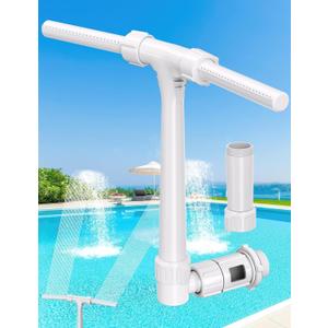 2025 Height Upgrade Pool Fountain for Above Ground/Inground Pools with Dual High-Pressure Spray, 360 Adjustable Cooling Jet & Relaxation - Waterfall Sprinkler Cooler (White)