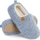 EverFoams Women’s Soft Curly Full Slippers Memory Foam Lightweight House Shoes Cozy Loafer with Polar Fleece Lining Size 7-8