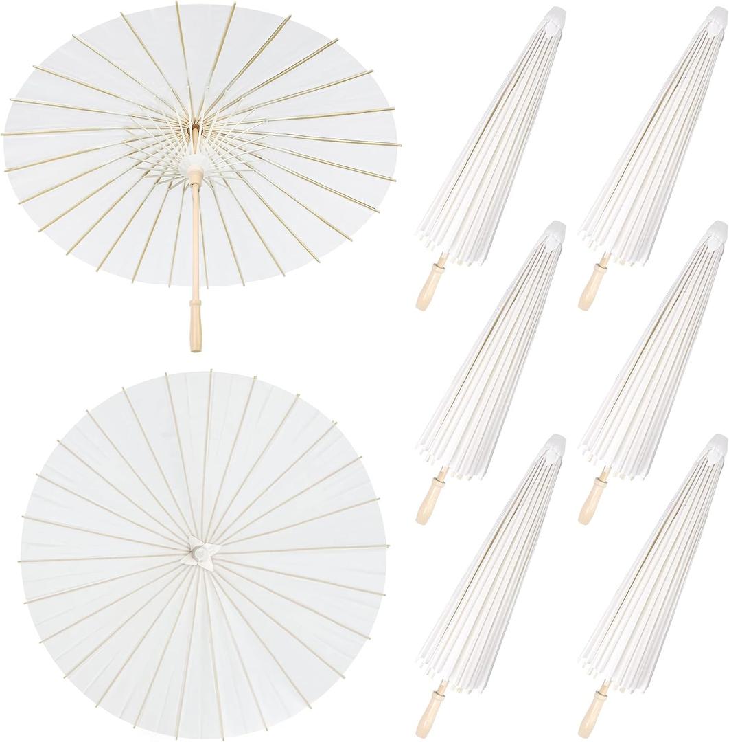 Aodaer 6 Pack 33 Inches Paper Umbrellas for Wedding Chinese Japanese Parasol Paper Decorative Oiled Umbrella DIY Painting Crafts for Bridal Party Decor Photography Props, White