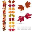 Sherika 2PCS Fall Maple Leaves Garland, 5.9Ft/Piece Artificial Fall Garland for Mantle, 9 Colors Autumn Foliage Vine Thanksgiving Decor for Home Wedding Fireplace Party Outdoor Decor
