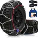 DEDC Auto Lock Snow Tire Chains,1Min Quick,4.5mm Enhance Manganese Steel Heavy Anti Skid Chains for Car Off Road SUV And Pickup Trucks Traction Ice Iced Cold Road 255 265 275 285 295 Set of 2 (KS1618)