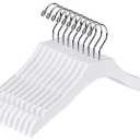 Quality White Wooden Kids Hanger Luxury Design Chrome Swivel Hook (5, 13" inch with Clips)