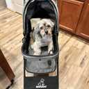 ROODO 4 Wheel Dog Cat Pet Stroller Best Lightweight Foldable Compact Portable Jogger All Terrain Travel Pet Gear Puppy Doggie Bunny Kitty Stroller for up to 30lbs Medium Small Dogs Cats(sage Green)