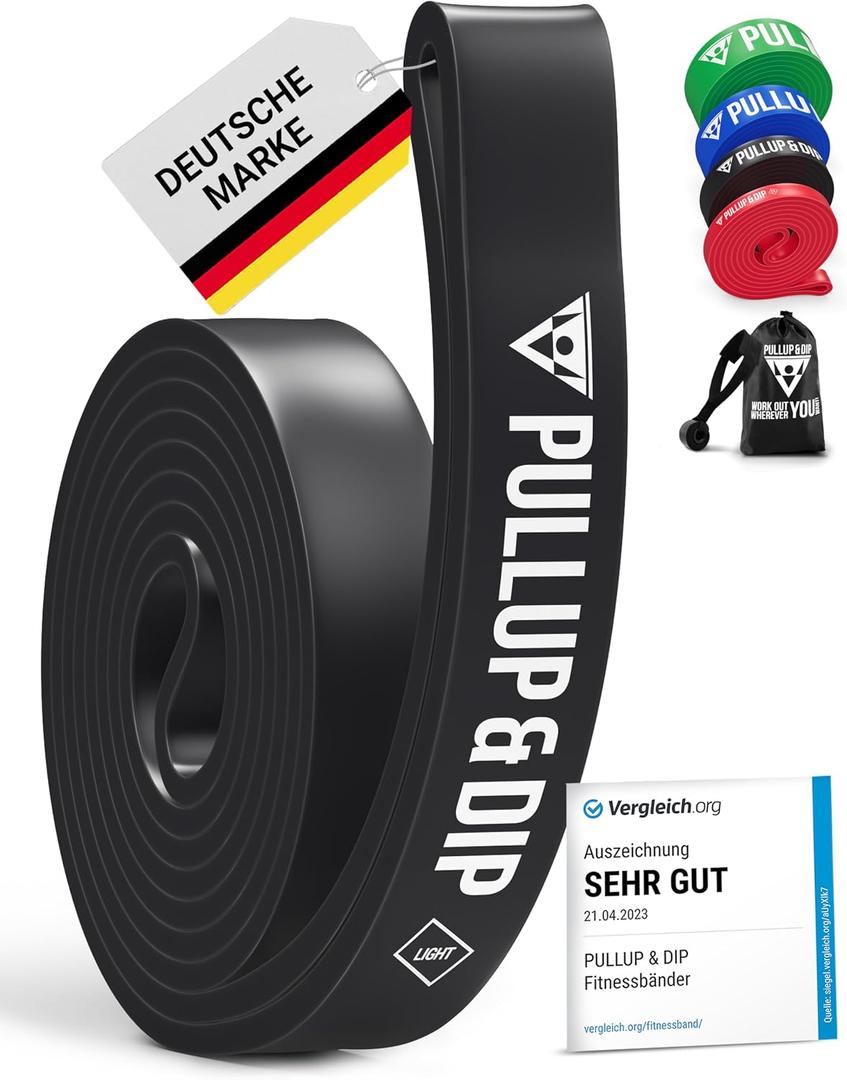 Pullup & DIP Fitness Bands, Resistance Bands with Bag, Door Anchor (with Sets) and Exercise Guide - Single & in Value Set, Pull-Up Band Fitness Band for Calisthenics